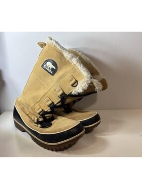 Sorel Womens Tivoli Boot Size 9 Tall Chestnut Tan Suede Waterproof Lace Up